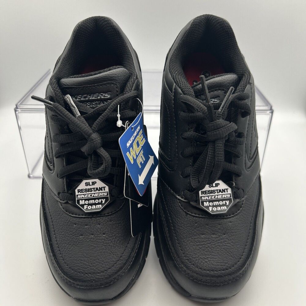 Skechers Work Women 6.5 Wide Slip Resistant EH Black Service Shoes Soft Toe NWT